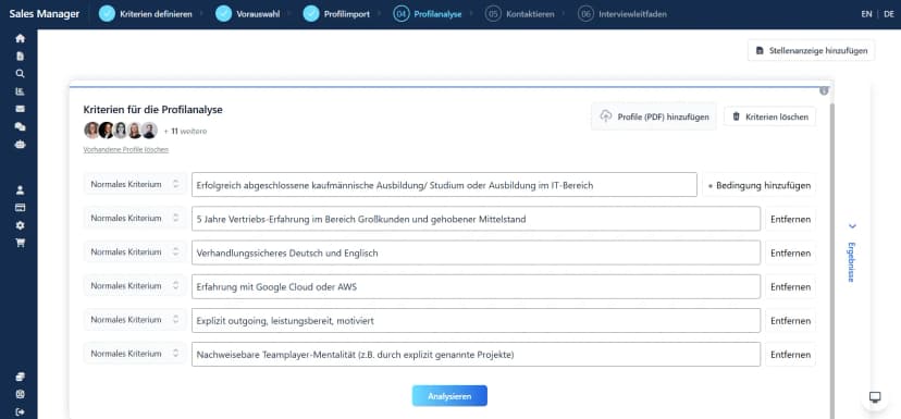 Kriterienanalyse in Talentigo
