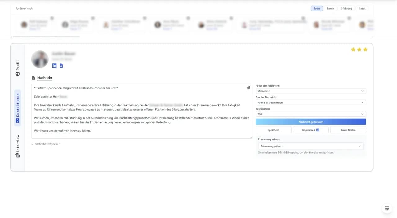 Screenshot: Personalisierte Ansprache erstellen